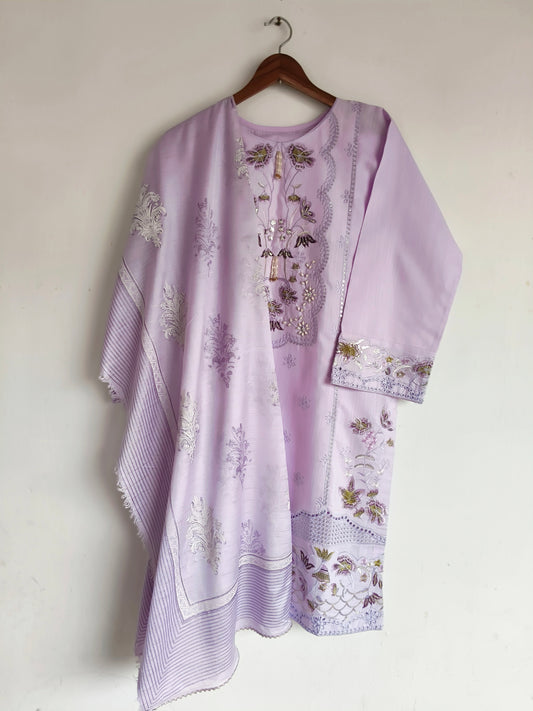 "Elegance in Every Thread – Premium 3-Piece Embroidered Suit"