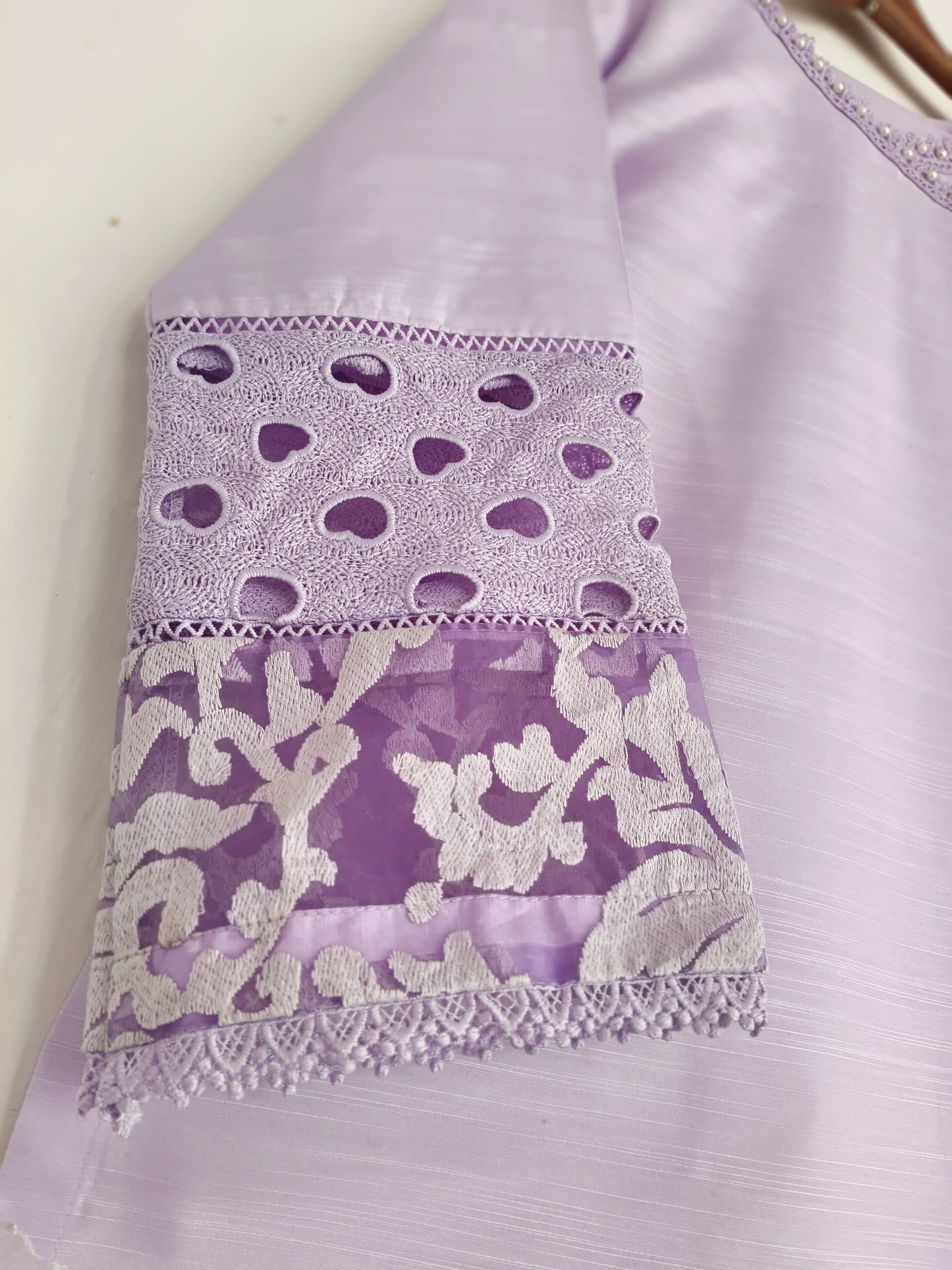 Embroidered 3-Piece Lawn Suit light purple