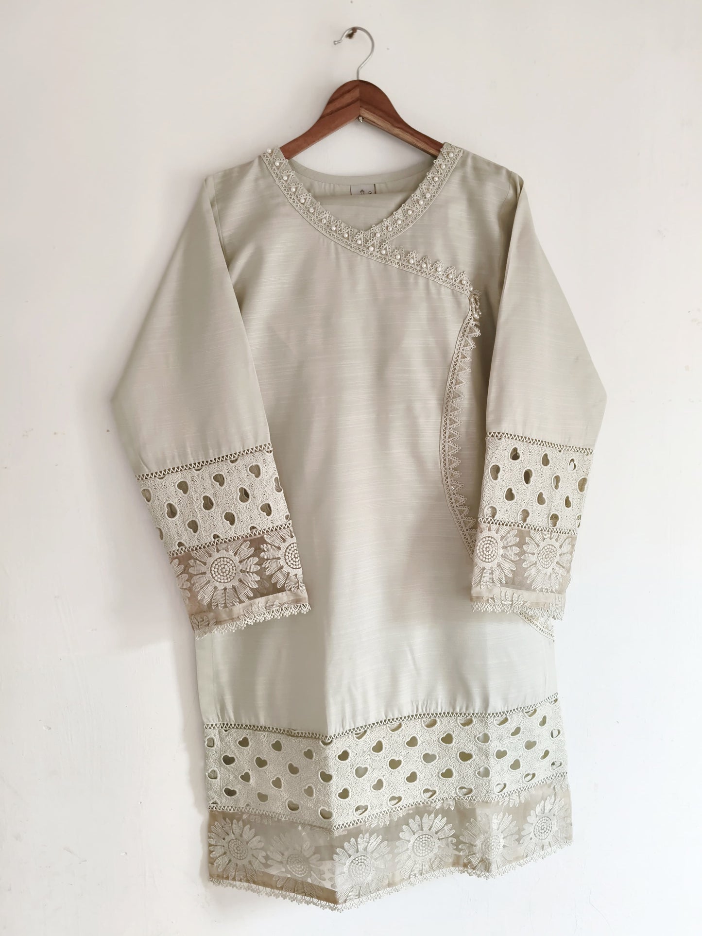 3 Piece Embroidered Lawn Suit  light Beige