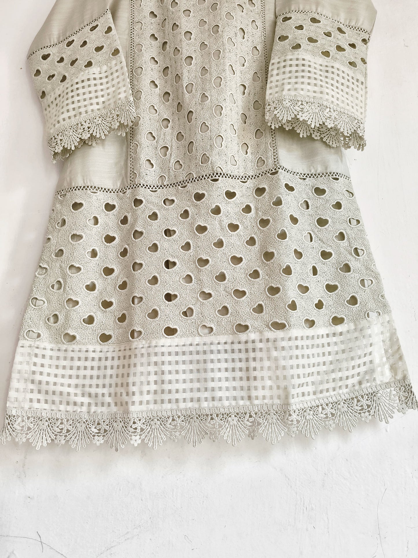 Embroidered  3-Piece Lawn Suit  Light beige.